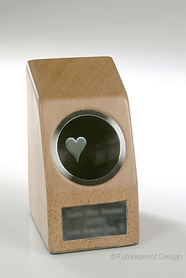 wood steel and glass heart
